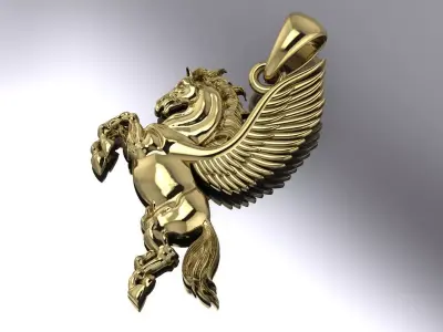 Pegasus Pendant Jewelry Brand Luxury Gold 3D print model