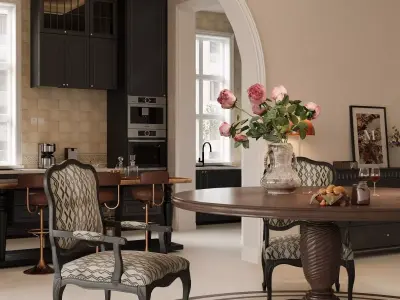 Livingroom and Kitchen  3D model