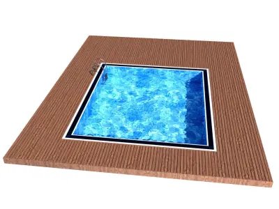 Swimming Pool with Ladder and Wooden Floor 3D model