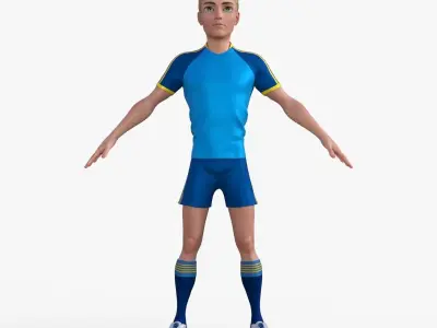 Cartoon Football player Rigged 3D model
