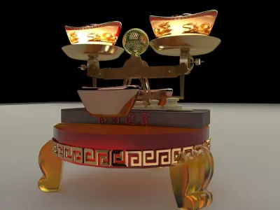 Chinese gold ingot 3D model 4