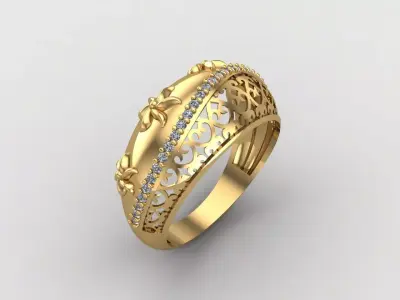 Women Ring With Stone Diamond Ready STL 3DM Models Womens Rings  3D print model