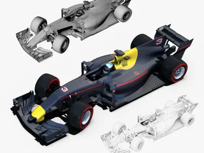 Formula 1 2017 car Low-poly 3D model