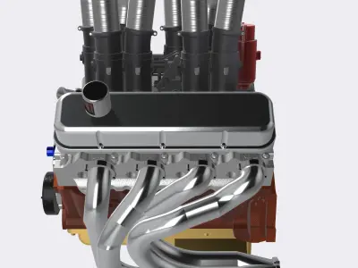 Kinsler Injected Big Block Chev uneven stacks N Magneto 3D print model