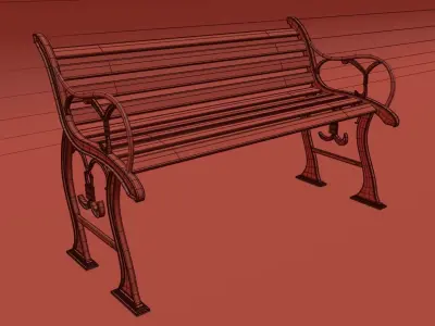 Garden Bench 01 Low-poly 3D model