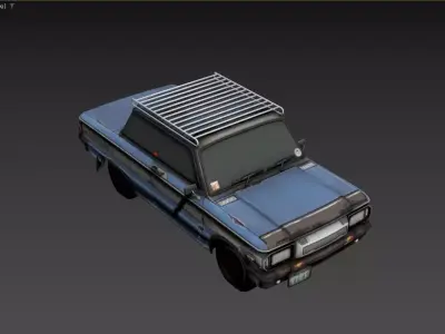 3D model of a car with a roof rack Low-poly 3D model