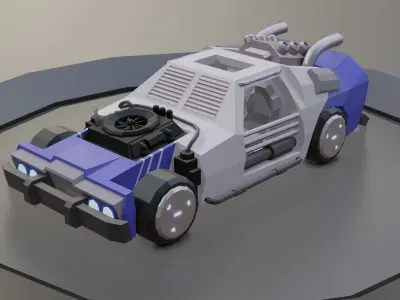 custom sci-fi car Low-poly 3D model