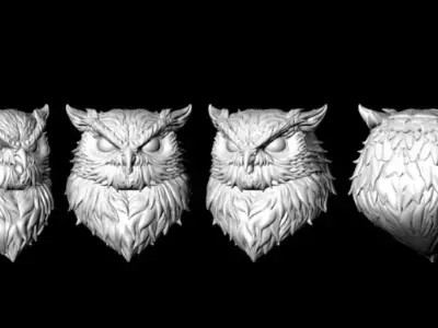 Owl Head 3D Model for Jewelry Pendant Design 3D print model