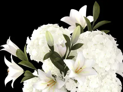 Solemn bouquet of white flowers hydrangea lilies 364 3D model