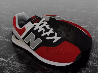 NEW BALANCE 574 RED WHITE BLUE 3D SHOES 3D model
