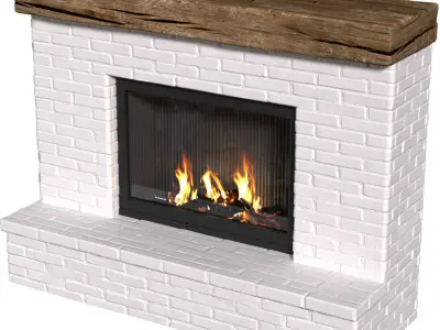 French Rustic Fireplace in Country style 3D model