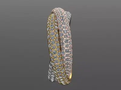 Ring Tri Color Classic Model Diamond 3D print model