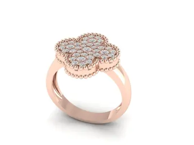 Diamond clover ring design replica 3D print model