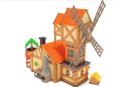 Cartoon Windmill Low-poly 3D model
