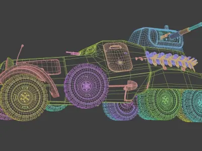 Rigged High Poly Ba-11 armored car 3D model