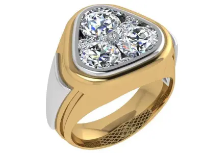 Round Diamond Triangular Ring 4465 3D print model