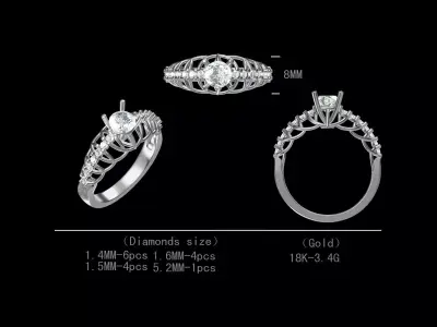 Diamond engagement  ring  Free 3D print model