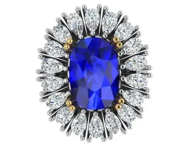 Cushion Cluster Ring 4388 3D print model