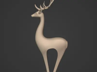 Abstract Deer Figurine -- Ready for 3D Printing Low-poly 3D model