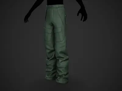 Green Snowboard Pants Style 3  Low-poly 3D model