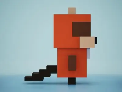Voxel - Beaver Low-poly 3D model