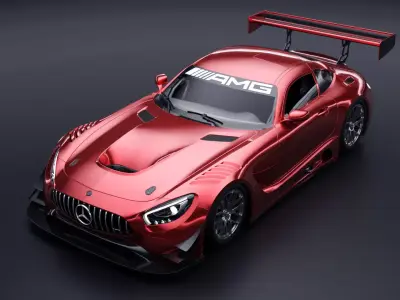Mercedes AMG GT3 Low-poly 3D model