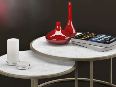 Table two coffee tables with vase on top 3D model