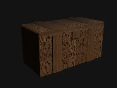 Wooden village box Chest Game Ready Low-poly 3D model