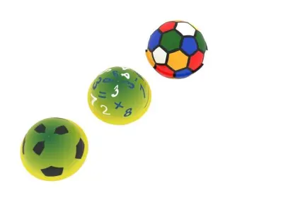 Rainbow Rubber Ball With Rainbow Soccer Balls 3D model