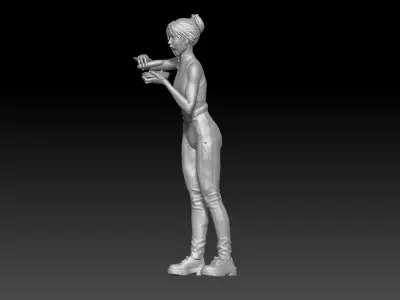 eating hot dog girl 1 3D print model