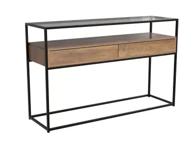 Glass Top 2 Drawers Console Table Low-poly 3D model