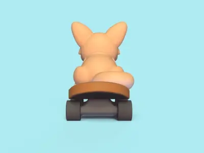 Dog Skateboarding 3D print model