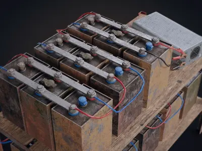 Handmade battery bank Low-poly 3D model