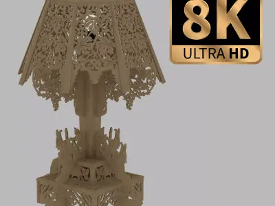 Big Desk Wooden Lamp 3D model