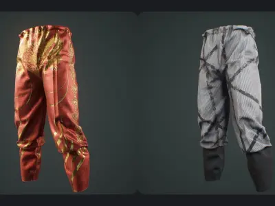 Medieval Fantasy Pants DAZ Genesis 9 8 ZPRJ MARVELOUS DESIGNER 3D model