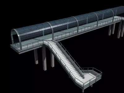 modern curved pedestrian bridge 3D model