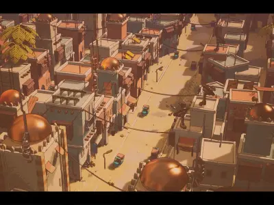 Stylized Indian City Low-poly 3D model