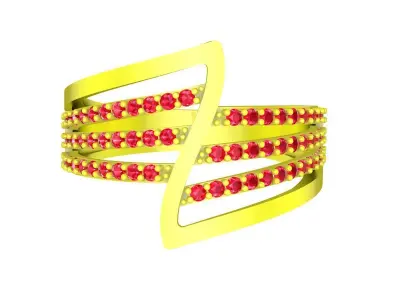 Elegant Curved Multi Row Gemstone Ring for Women 6119 3D print model