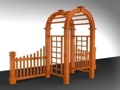 Arbor 4 wooden arched gate 3D model
