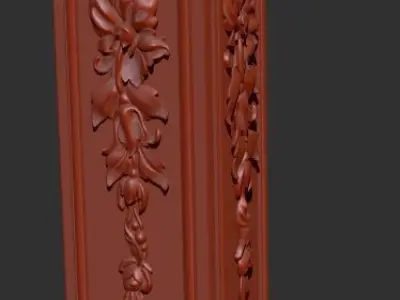 classic staircase villa woodcarved 3D model