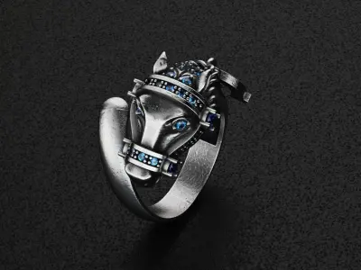  Horse with Horseshoe Ring  - Anillo Caballo Con Herradura 3D print model