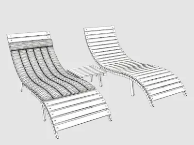 Sunbed-2 wooden table with two legs 3D model