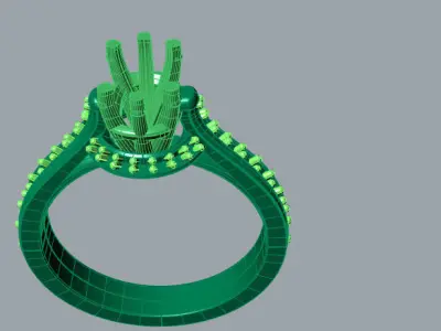 Vintage Antique OvalCut Halo Side Accent Engagement Ring 3D print model