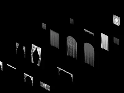 Game Building Decoration - Curtains 3D model