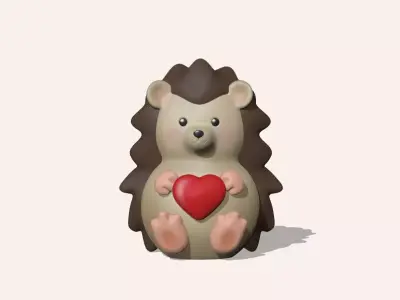 Cute Heart Hedgehog - Valentine Day 3D print model