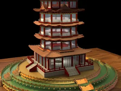 Chinese ancient house 3D model 39