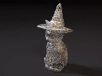 Cat in a hat 3D print model
