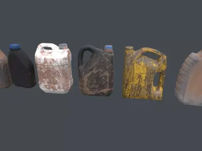 Car oil bottles Low-poly 3D model