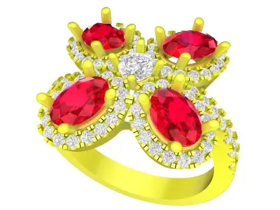 A7214 Luxury Korean Style Diamond Fashion Women Ring 3D print model