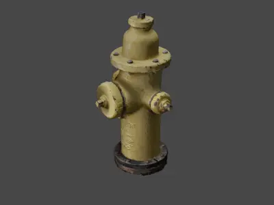 Rusty Yellow Fire Hydrant 3D model